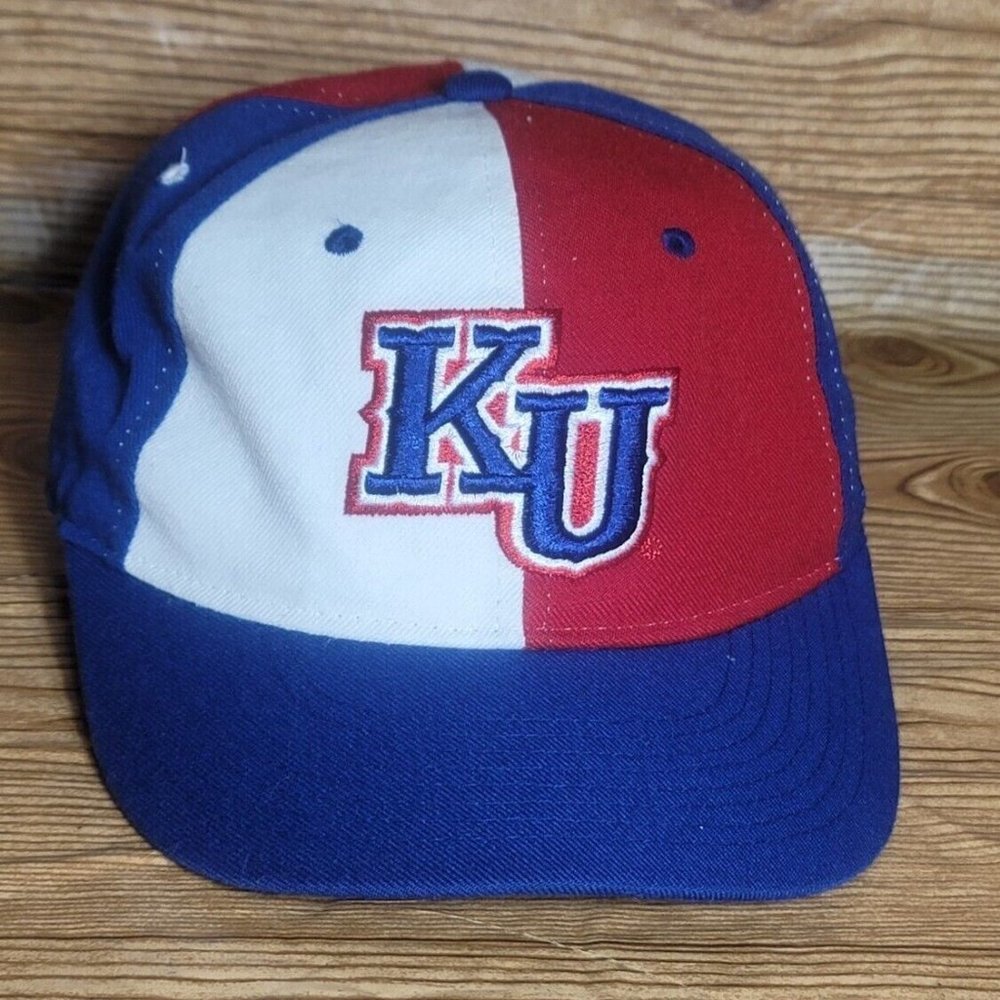 Zephyr The Hat Size 7‎ 7/8 Kansas Jayhawks Colorblock Red White Blue